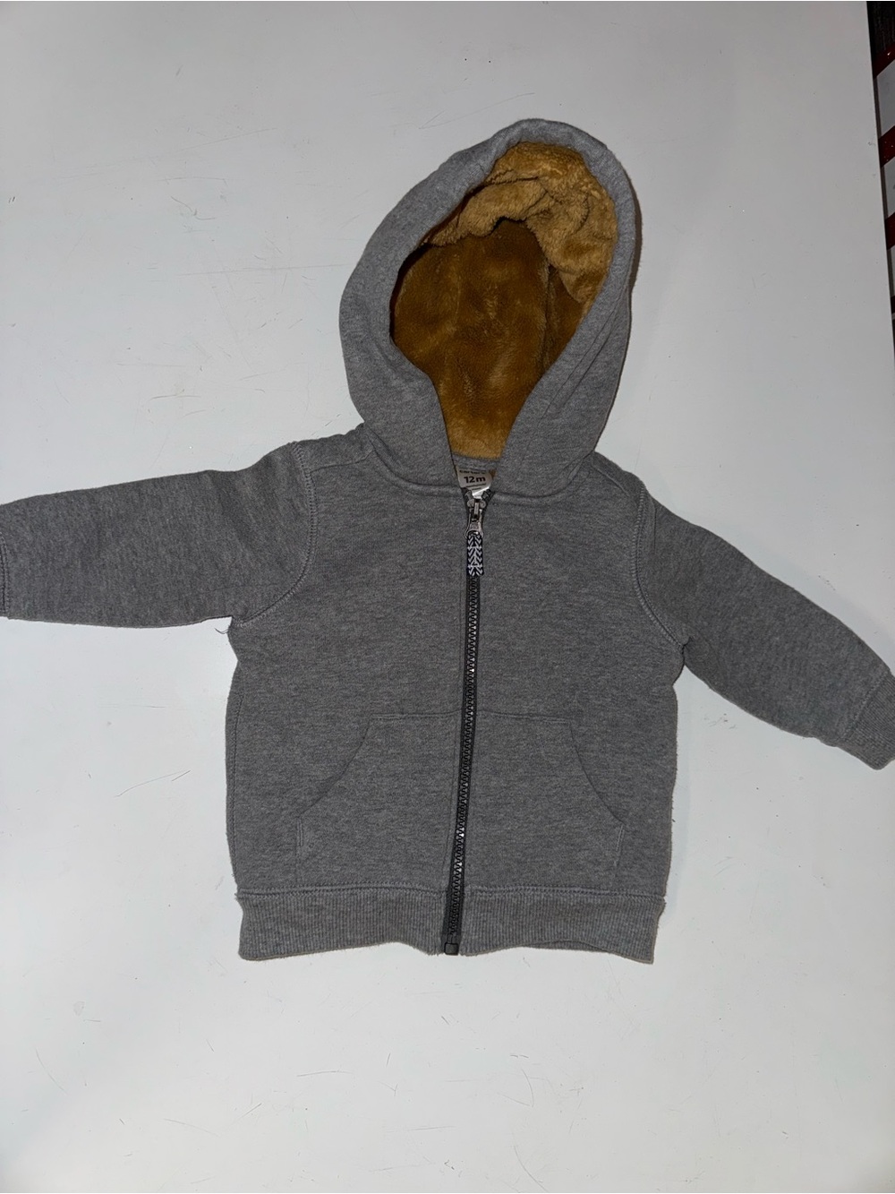 Carter's Grey Zip Hoodie with Tan Sherpa Lining